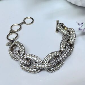 Gold Tone Chain Bracelet With Paved Crystals. Toggle Closer. Fantastic Find!